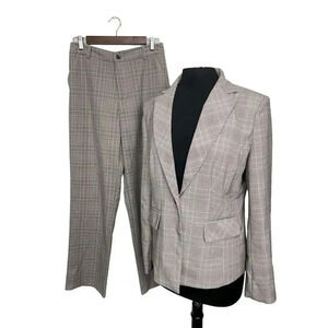 Yunclos Women's Plaid Blazer & Pants Suit Set Size M Multicolor 1986